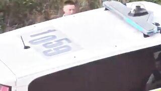 BELGIUM COP SLAPS WOMAN in CUFFS FEMALE OFFICERS DO NOTHING