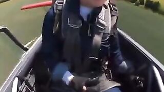 Female Pilot shows Skills after Canopy Detaches Right after Takeoff.