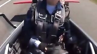 Female Pilot shows Skills after Canopy Detaches Right after Takeoff.