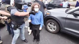 chunky anti-ICE protester in NJ who throws herself on an ICE vehicle