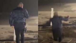 Sinkhole Opens Beneath Municipal Guard's Feet