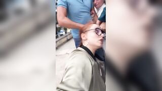 unhinged blonde woman attacked a young woman on the street for no reason