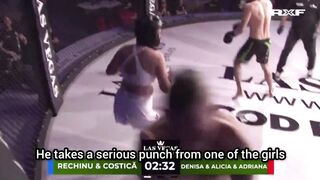 3-on-2 mixed-gender kickboxing
