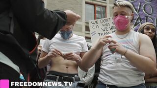 Trans activists and community members inject HRT outside NYU hospital