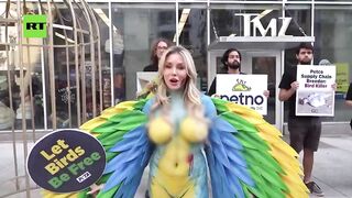 Courtney Stodden STRIPS DOWN and gets in bird cage for PETA