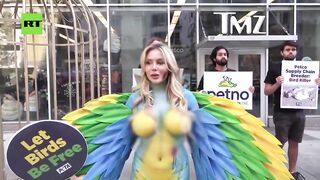 Courtney Stodden STRIPS DOWN and gets in bird cage for PETA