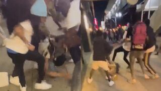 A group of "teens "was caught on camera attacking another teen at CTA Stop