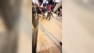 A group of "teens "was caught on camera attacking another teen at CTA Stop