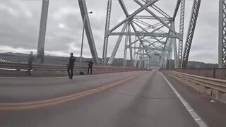 Woman arrested for assault, harassment, and drug charges on the Lewis and Clark Bridg