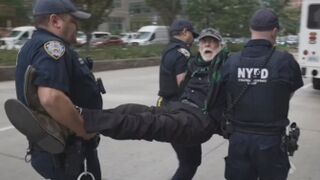 Mass ARRESTS as Climate Activists against Palantir BLOCK West Side Highway outside World Trade Center