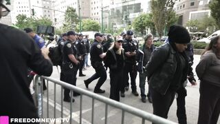 Mass ARRESTS as Climate Activists against Palantir BLOCK West Side Highway outside World Trade Center