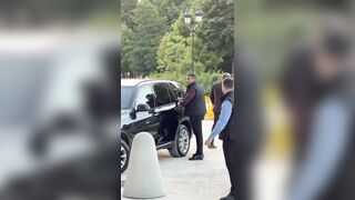Jeff Bezos pulled up in a bulletproof BMW with four security guards