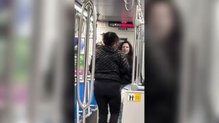 A Woman Pull's a Machete in a Fight Last Night on the LRT in Edmonton, AB
