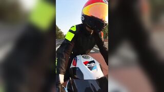 Oblivious Female Driver in a Tesla Ruins Bikers Day.