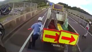 Terribly Unlucky Day for this highway Worker..Watch until End