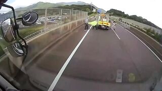 Terribly Unlucky Day for this highway Worker..Watch until End