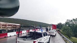 Wild Scene as Crane Truck Crashes into Flames In Mexico