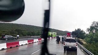 Wild Scene as Crane Truck Crashes into Flames In Mexico