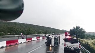 Wild Scene as Crane Truck Crashes into Flames In Mexico