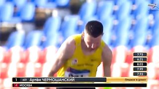 Russian Long Jump Winner Finishes in a Bad Way...Watch