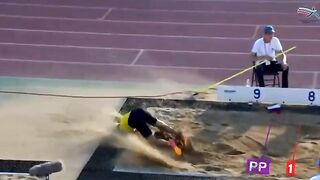 Russian Long Jump Winner Finishes in a Bad Way...Watch