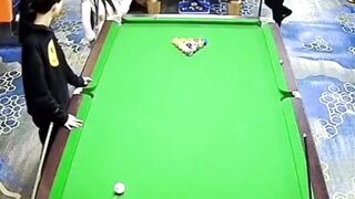 Pool Hall Girl is hit not Once, but Twice by Flying Que Balls