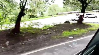 India: First Person View of Bus Going off the Road Killing 2