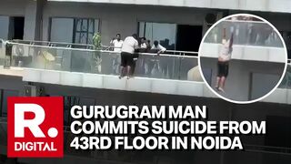 India MAN LEAPS from 43RD FLOOR as PEOPLE PLEAD with him NOT TO JUMP