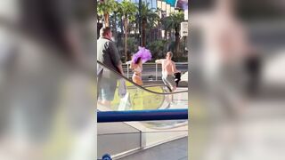 These people didn't want to pay so the 3 "showgirls" beat the living sh*t out of them