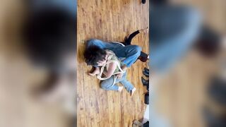 Non-binary women put on bizarre ‘modern art’ performance while crawling on the floor