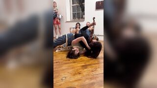 Non-binary women put on bizarre ‘modern art’ performance while crawling on the floor