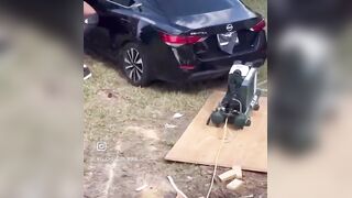 When you try to steal a construction worker's compressor but forget they've got nail