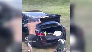 When you try to steal a construction worker's compressor but forget they've got nail