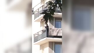 Chaos in France, as a woman came out onto her balcony with a gun to drive away rioters