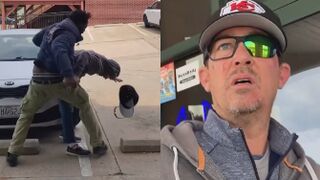 Man Tweaking Out at Corner Store Gets Face and Glasses Punched In