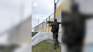 NOT AI-Russian soldier shoots down Ukrainian drone flying over a busy Moscow highway