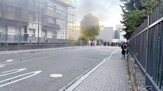 Strasbourg Protest: Police Flash-Ball Round Strikes Protester in Jaw