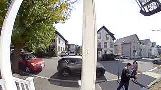 MAN RANDOMLY HURLS HAMMER at WOMAN then BOLTS