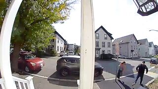 MAN RANDOMLY HURLS HAMMER at WOMAN then BOLTS