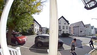 MAN RANDOMLY HURLS HAMMER at WOMAN then BOLTS