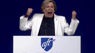 Randi Weingarten having a normal one at her union's convention in Washington DC.