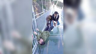 You don't know until you've tried it, Peoples reactions on the glass bridge, China
