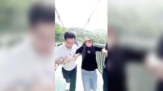 You don't know until you've tried it, Peoples reactions on the glass bridge, China