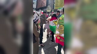 Iranians protesting against the Death Cult in Iran stumbled upon a fat piggy!