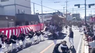 Two men were killed and 16 others injured in separate danjiri float crashes in Osaka