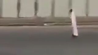 The Skateboarding Muslim lands on a Landmine...Or he WAS the Landmine (Slow Motion added)