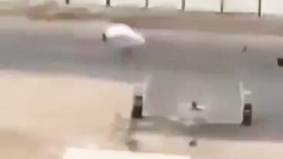 The Skateboarding Muslim lands on a Landmine...Or he WAS the Landmine (Slow Motion added)