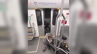 Man in Wheelchair Knocks Out Fellow Passenger and Keeps Kicking Him as Riders Watch