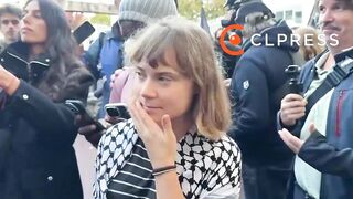 Greta Thunberg joins protests in France at Paul-Éluard high school in Saint-Denis...