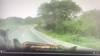 Woman in Red Pick-up makes Mistake with Big Rig on the Highway